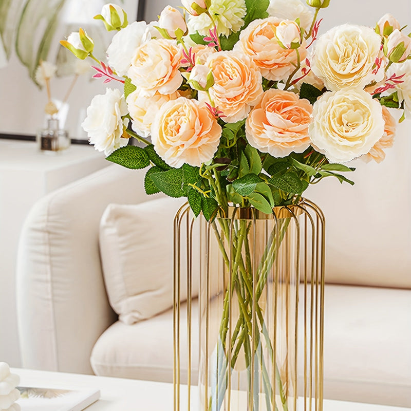 Creative Luxury Metal & Glass Vase - Iron Art Dining Table Centrepiece, Flower Ornament for Home