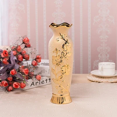 Luxury Modern Gold Ceramic Decorative Vase - Large Elegant Ornament Home Decor