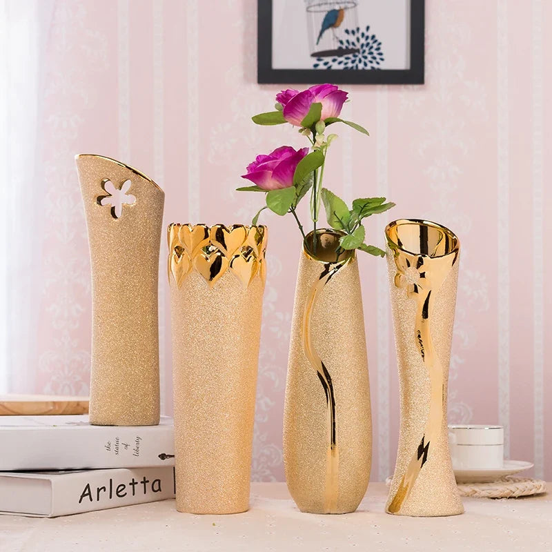 Luxury Modern Gold Ceramic Decorative Vase - Large Elegant Ornament Home Decor