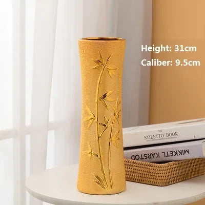 Luxury Modern Gold Ceramic Decorative Vase - Large Elegant Ornament Home Decor