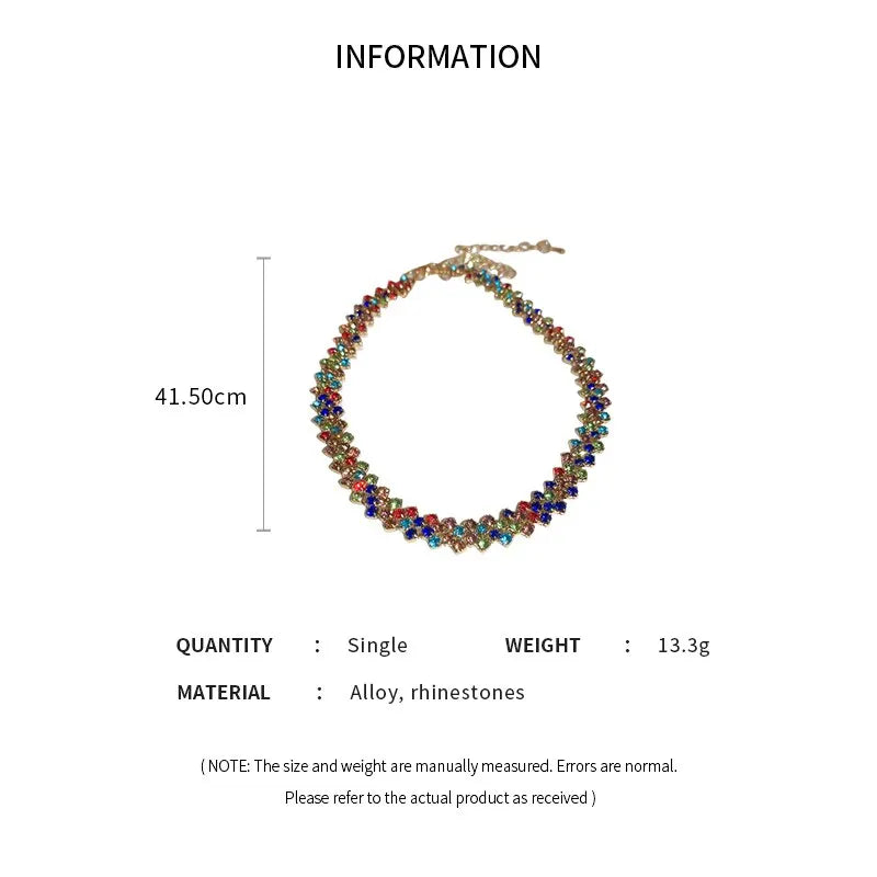 Luxury Shiny Full Rhinestone Choker Necklace Women Geometric Crystal Jewellery