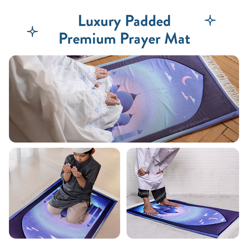Padded Kids Prayer Mat with Twilight Masjid Design | Urban Rugs UK | Ramadan & Eid Gift