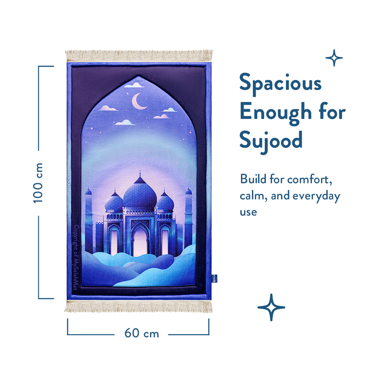 Padded Kids Prayer Mat with Twilight Masjid Design | Urban Rugs UK | Ramadan & Eid Gift