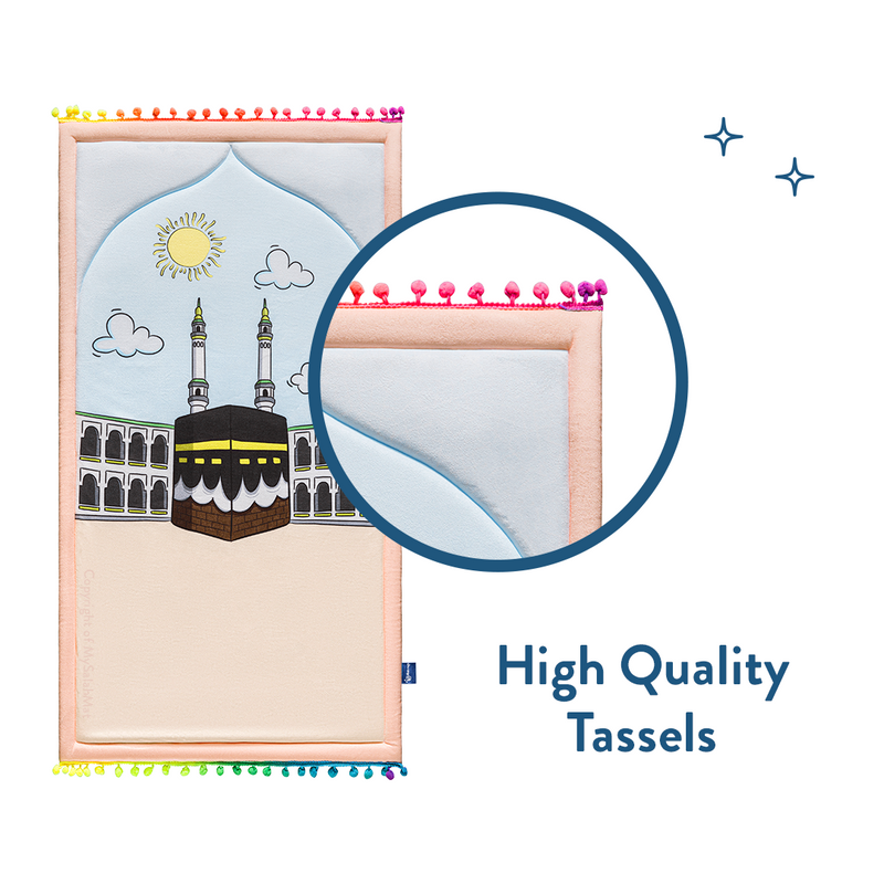 Padded Toddler Prayer Mat with Midday in Mecca Design by Urban Rugs UK | Ramadan & Eid Gift