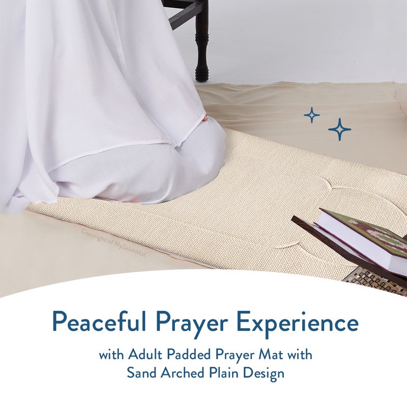 Padded Prayer Mat with Luxury Sand Arched Design by Urban Rugs UK | Ramadan & Eid Gift