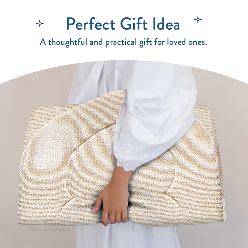 Padded Prayer Mat with Luxury Sand Arched Design by Urban Rugs UK | Ramadan & Eid Gift