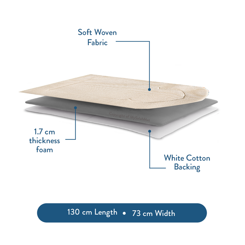 Padded Prayer Mat with Luxury Sand Arched Design by Urban Rugs UK | Ramadan & Eid Gift