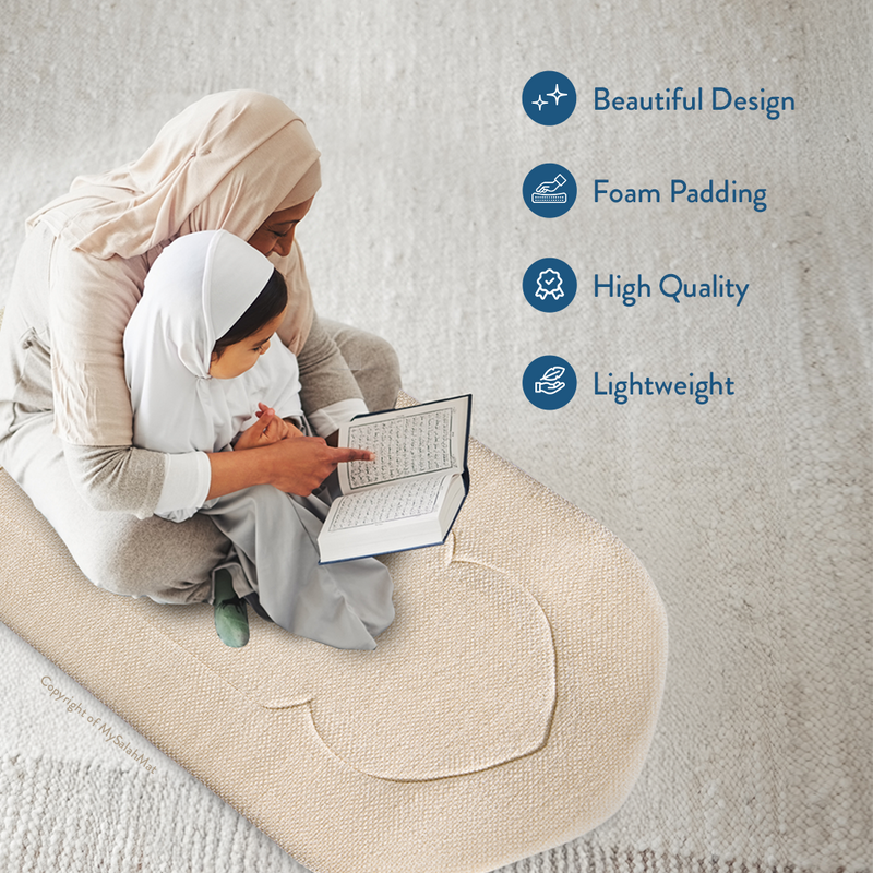 Padded Prayer Mat with Luxury Sand Arched Design by Urban Rugs UK | Ramadan & Eid Gift