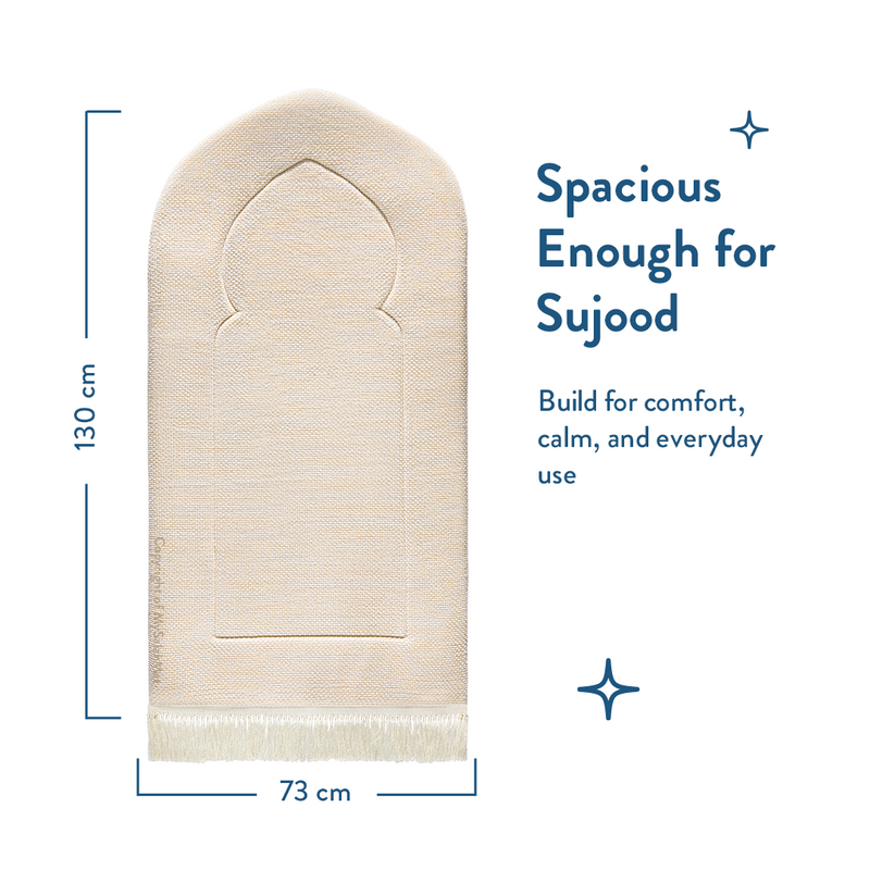 Padded Prayer Mat with Luxury Sand Arched Design by Urban Rugs UK | Ramadan & Eid Gift