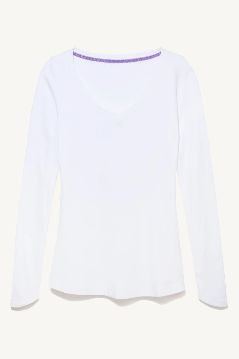 Long Sleeve V Neck Cotton Modal T-shirt