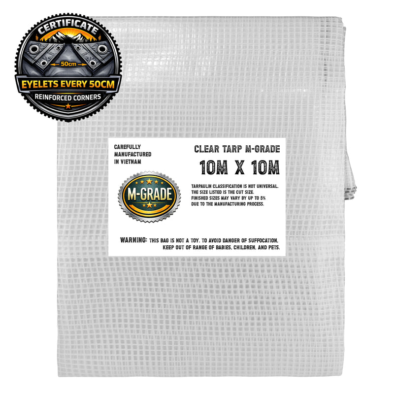 M-Grade Clear Tarpaulin 10m x 10m