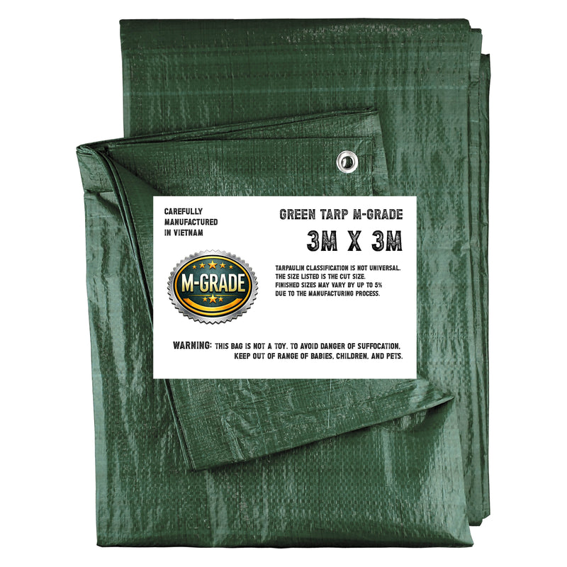 M-Grade Green Tarpaulin 3m x 3m