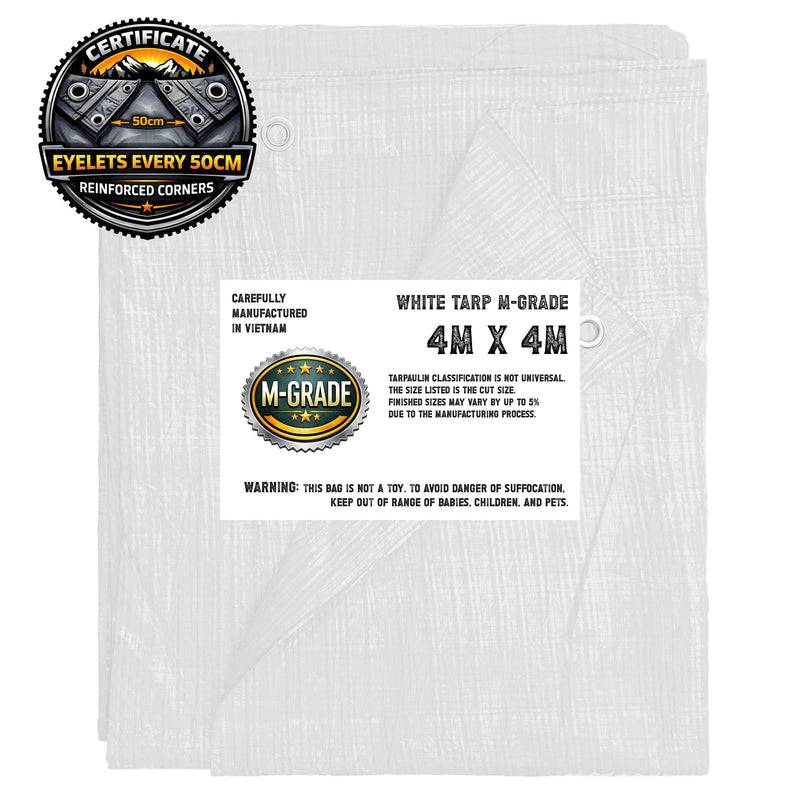 M-Grade White Tarpaulin 4m x 4m