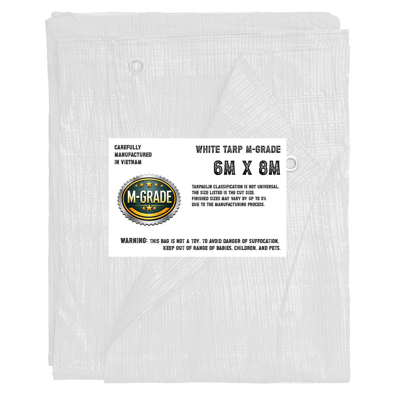 M-Grade White Tarpaulin 6m x 8m