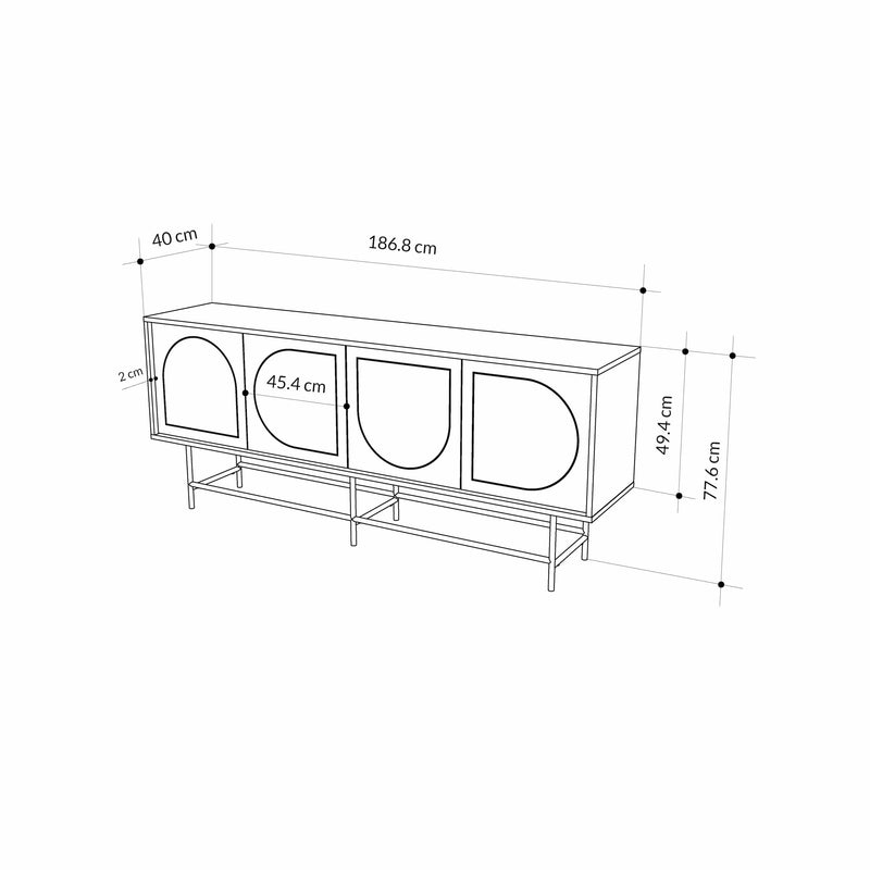 Joji Modern Sideboard Console Unit - Silky Black and Oak