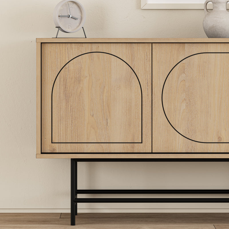 Joji Modern Sideboard Console Unit - Silky Black and Oak
