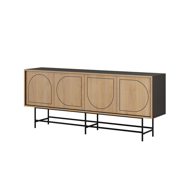 Joji Modern Sideboard Console Unit - Silky Black and Oak