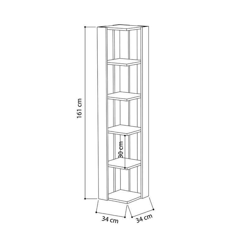 Nati Modern Corner Bookcase Display Unit Tall 161cm