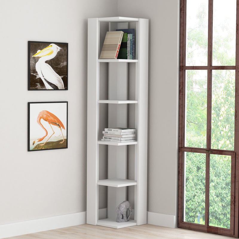 Nati Modern Corner Bookcase Display Unit Tall 161cm