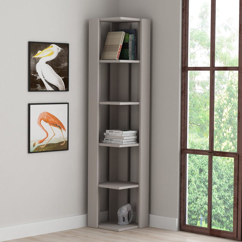 Nati Modern Corner Bookcase Display Unit Tall 161cm