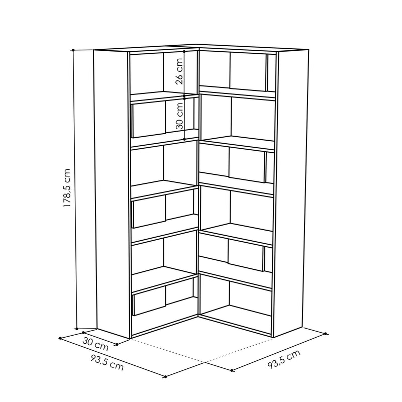 Molly Modern Corner Multipurpose Bookcase Display Unit No.4 Tall 179 cm