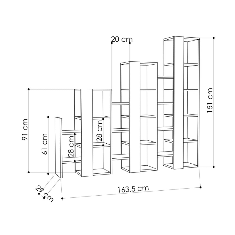 Lift Separator Modern Bookcase Display Unit Room Separator Tall 151cm