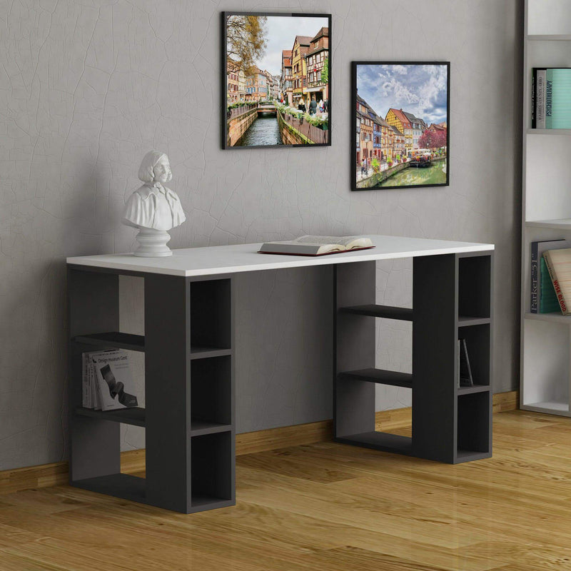 Colmar Modern Desk With Bookshelf Legs Width 140cm