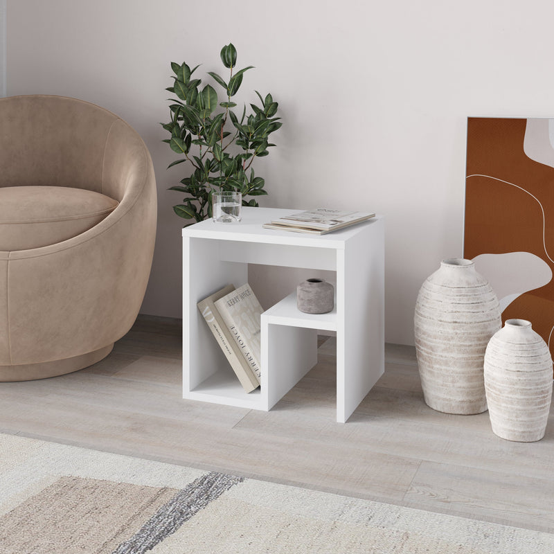 Bon Side Table with Magazine Rack – Compact Modern End Table for Small Spaces