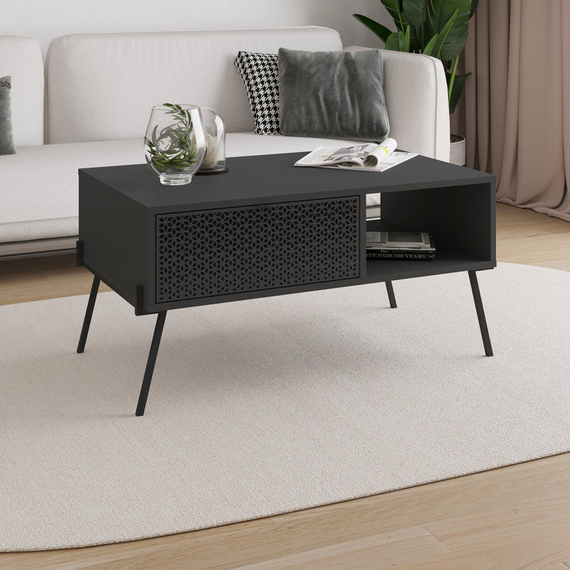 Naive Anthracite Grey Coffee Table - UV Pattern (w) 103cm (d) 60cm