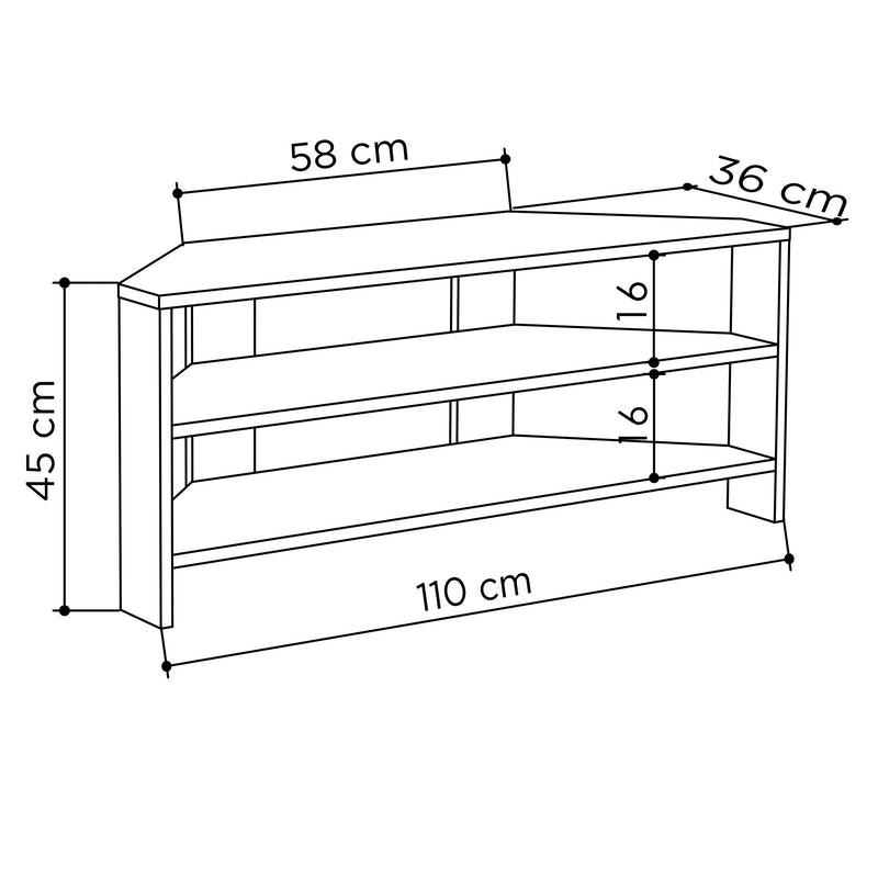 Thales Corner Modern TV Stand Multimedia Centre Corner 110cm