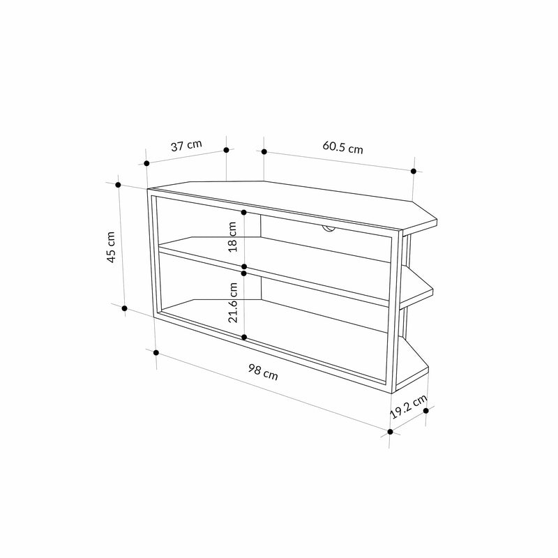 Echo Corner TV Stand – Compact Corner Unit for TVs with Storage Shelves for Living Rooms or Flats