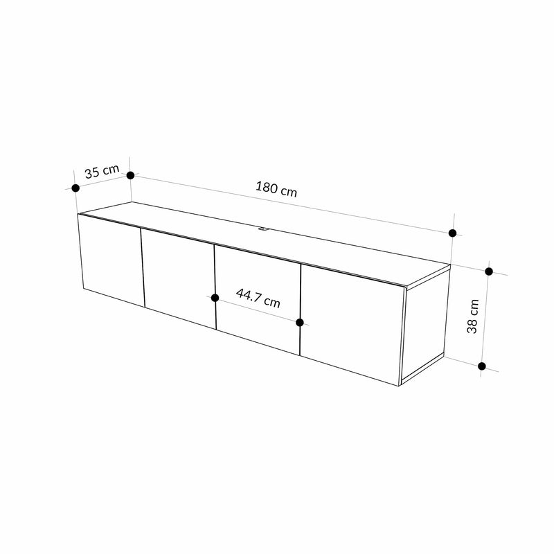 Combe Floating Wall-Mounted TV Unit 180cm (W) Soft-Close 4 Doors