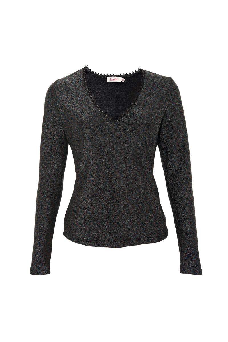 Maeko Sparkle V-Neck Top - Multi