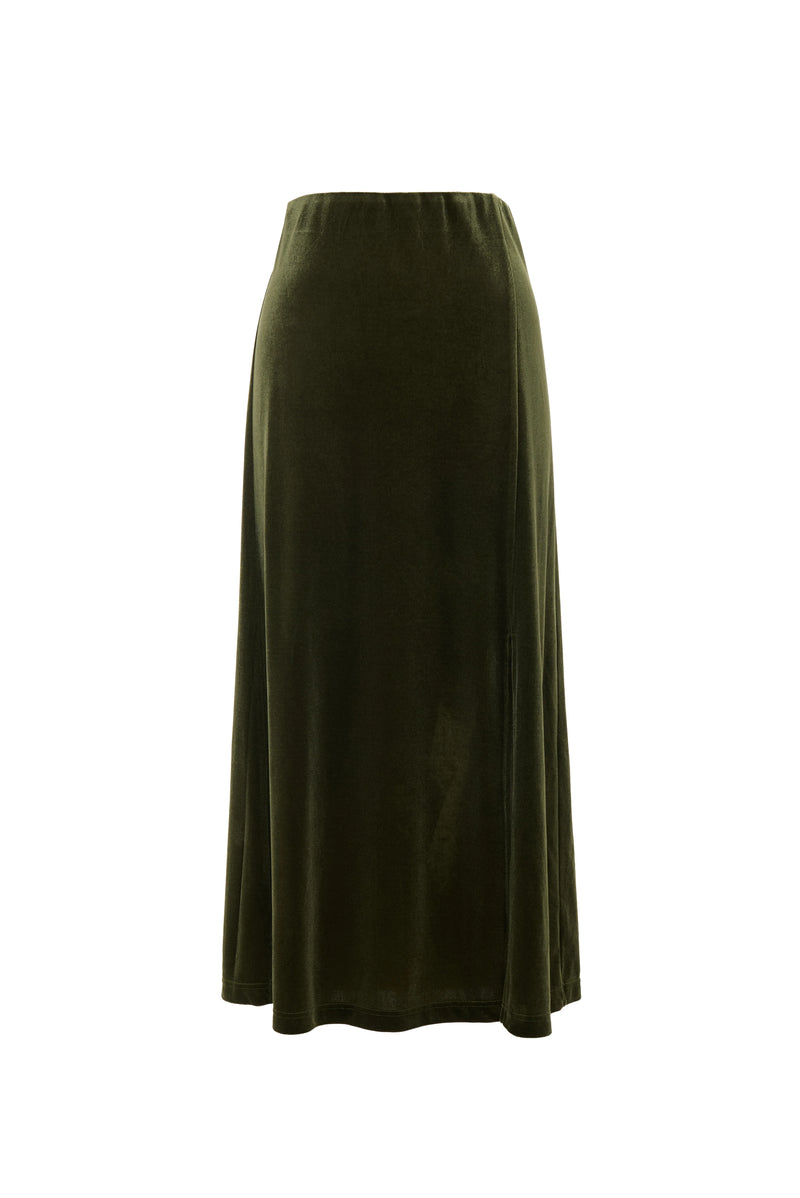 Mahee Velvet Midi Skirt - Sage