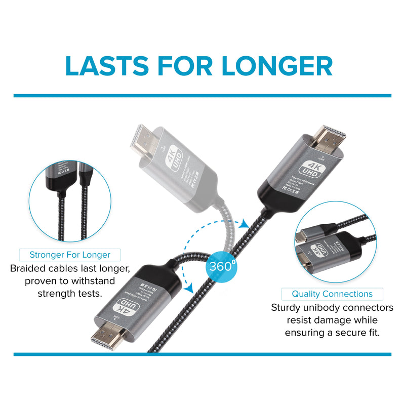 Maplin USB-C to HDMI Cable Adapter (Supports 4K Ultra HD @ 60Hz) - Black