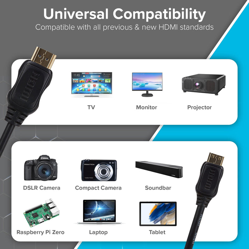 Maplin HDMI to Mini HDMI 4K Ultra HD Cable with Gold Connectors - Black, 1m