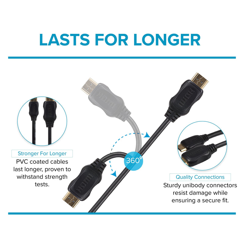 Maplin HDMI to Mini HDMI 4K Ultra HD Cable with Gold Connectors - Black, 1m