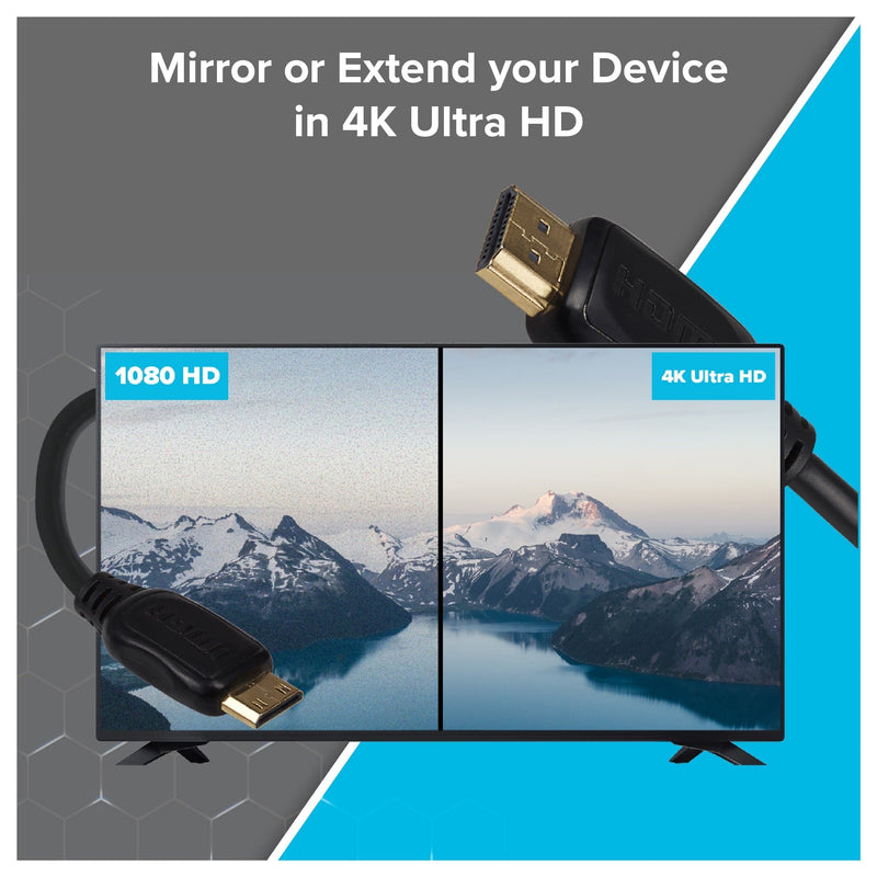 Maplin HDMI to Mini HDMI 4K Ultra HD Cable with Gold Connectors - Black, 1m