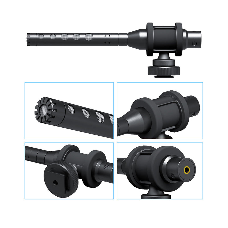 ProSound Shotgun Microphone Super Cardioid Electret Condenser 3.5mm Jack Cold Shoe Mount