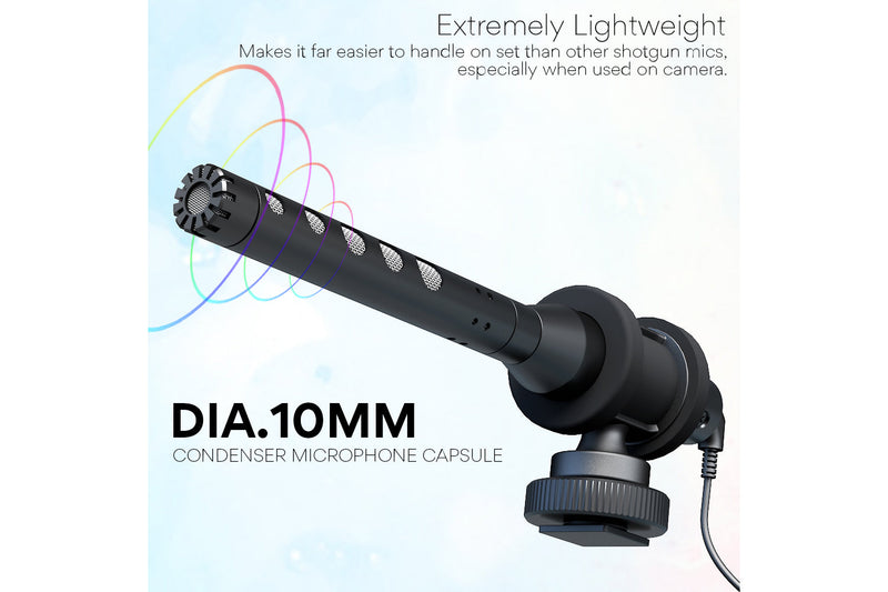 ProSound Shotgun Microphone Super Cardioid Electret Condenser 3.5mm Jack Cold Shoe Mount