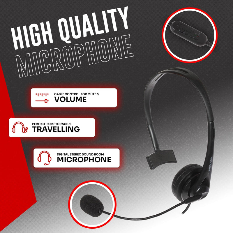 ProSound Single Ear Mono USB-C Headset Boom Microphone Noise Cancellation