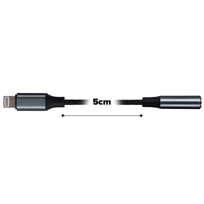 Maplin Lightning to 3.5mm Female Headphone Jack Audio Adapter - Black, 5cm