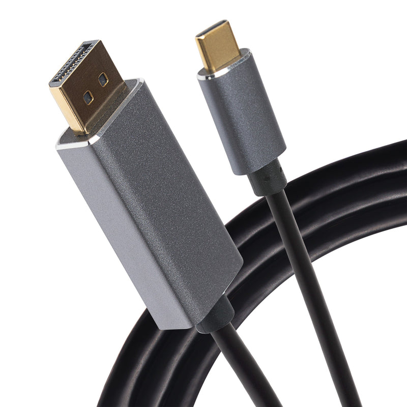 Maplin 8K USB-C to DisplayPort V1.4 Cable with Gold Connectors - Black & Silver, 2m
