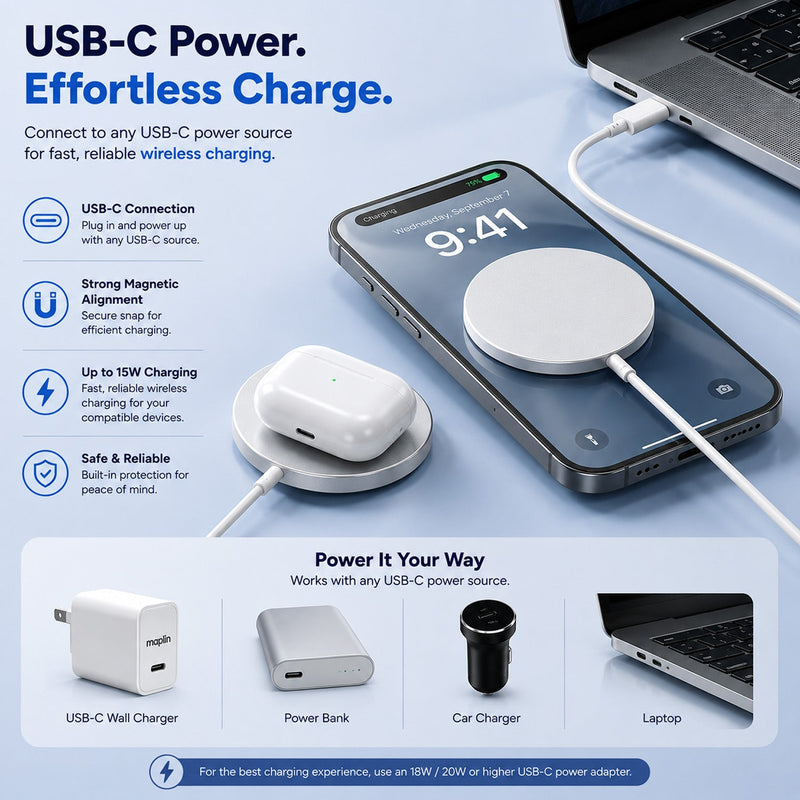 Maplin Magnetic USB-C 15W Wireless Charger