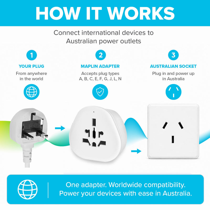 Maplin AU Plug to Worldwide Socket Travel Adapter Plug