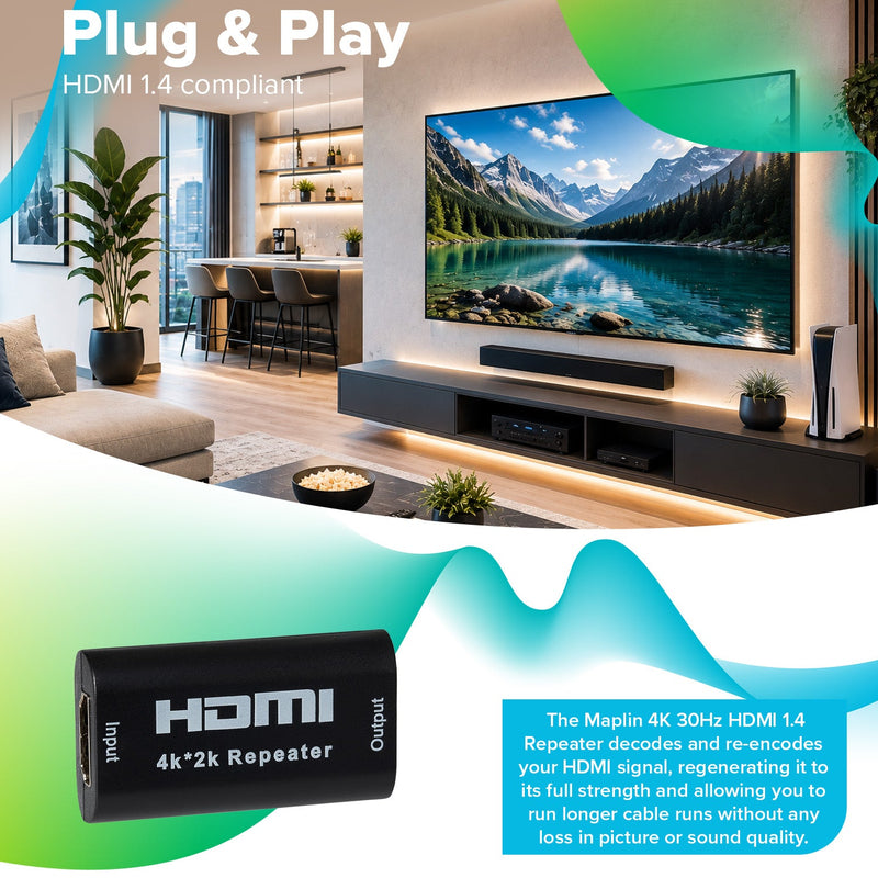 Maplin 4K 30Hz HDMI 1.4 Repeater