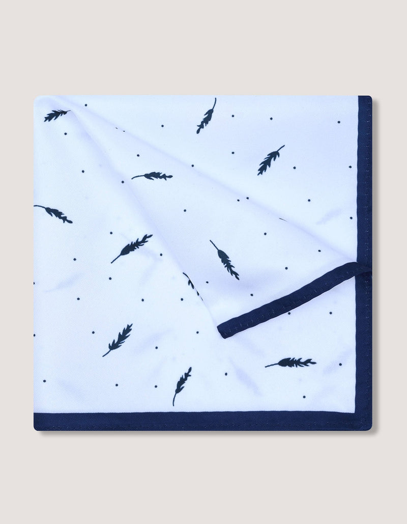 White Geometric Pocket Square