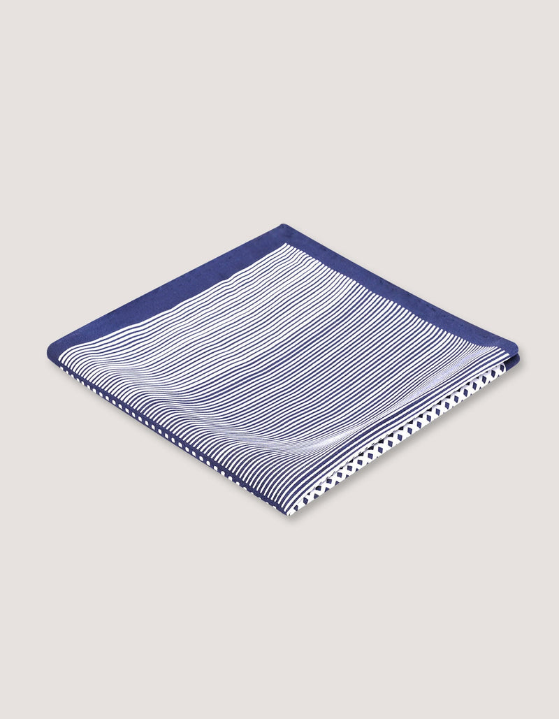 White & Blue Dotted Silk Pocket Square