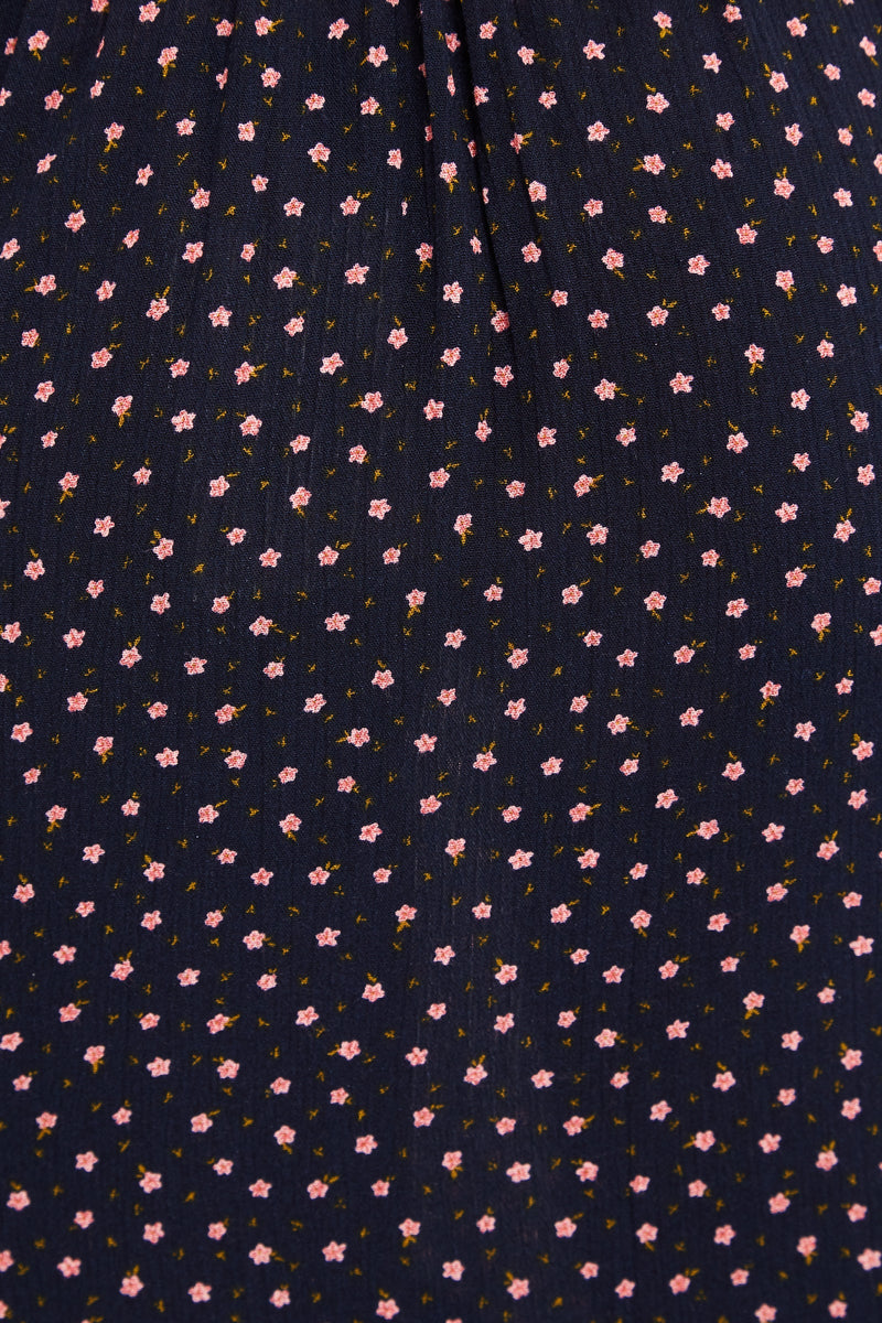 Louche Mara Teeny Flower Bud Print Ruffle Hem Wrap Midi Skirt