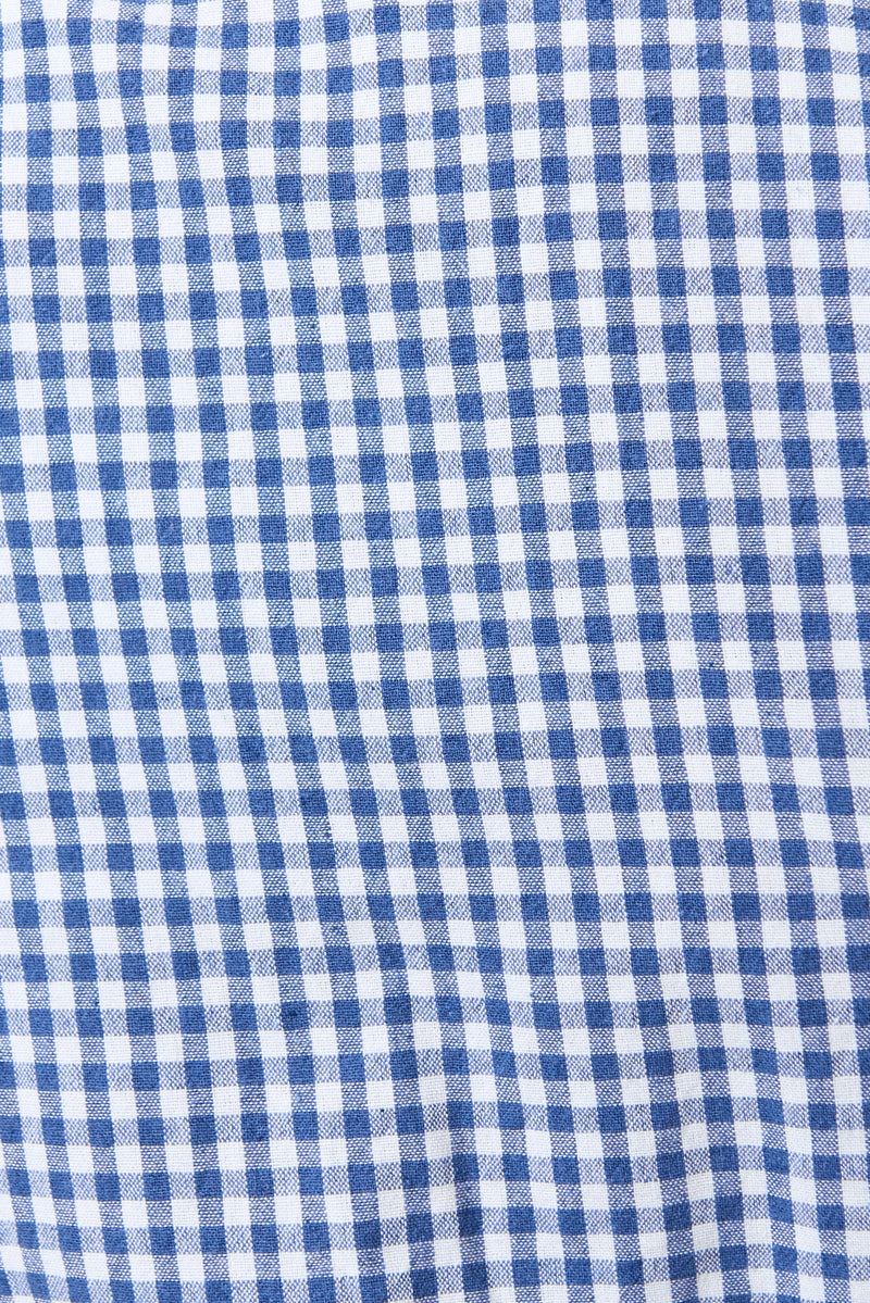 Unity Gingham Ric Rac Trim V-Neck Midi Dress - Blue